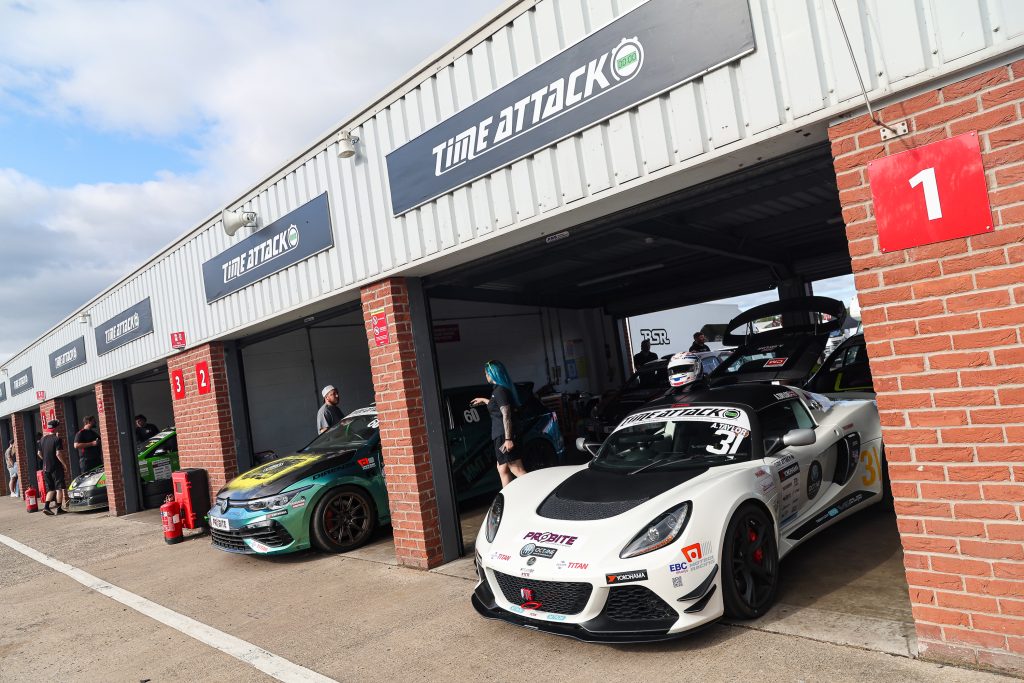 Time attack cars in the paddock at  oulton park